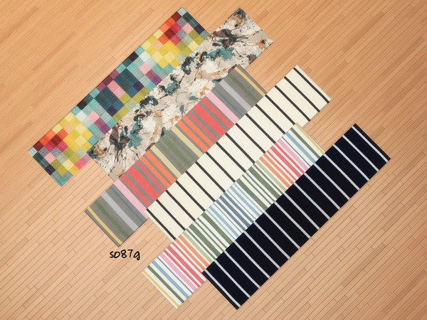 Sims 4 — long carpet by so87g — Collection of modern rug. Set of 6. Cost : 150 you can found it in Carpets. All my