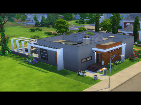 Sims 4 — zx153zx99 by pagicence — Modern house for a small and young family, with a swimming pool and atrium, master