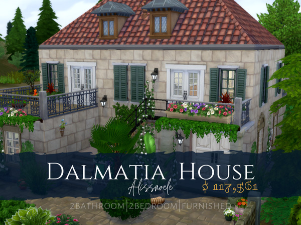 Sims 4 — Dalmatia House by Alissnoele — Dalmatian house inspired by the Mediterranean and old Dalmatian stone houses. The