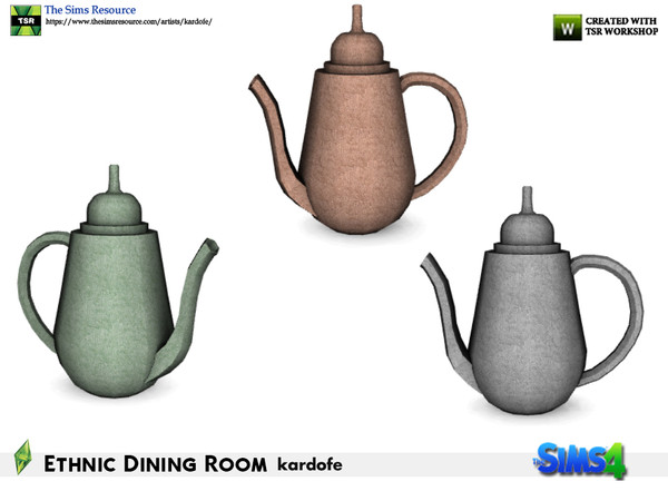 Sims 4 — kardofe_Ethnic Dining Room_Teapot by kardofe — Embossed copper teapot in three different options 