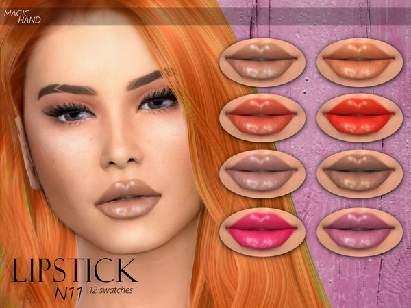 Sims 4 — [MH] Lipstick N11 by MagicHand — --12 available colors-- --Compatible with HQ settings-- --CAS thumbnail-- Have