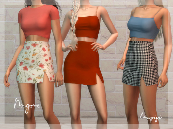 Sims 4 — Nagore by laupipi2 — New super cute high waisted skirt! New mesh, all LODs Base game compatible 20 Swatches
