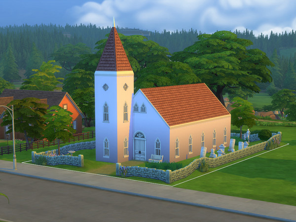 Sims 4 — Angel Church - No CC by nikanaskye — An American-style church perfect for small weddings. It doesn't contain a
