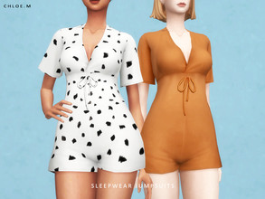 Sims 4 — ChloeM-Sleepwear Jumpsuits by ChloeMMM — **16 colors ** New mesh by me. ** Recolor is allowed but PLEASE DO NOT