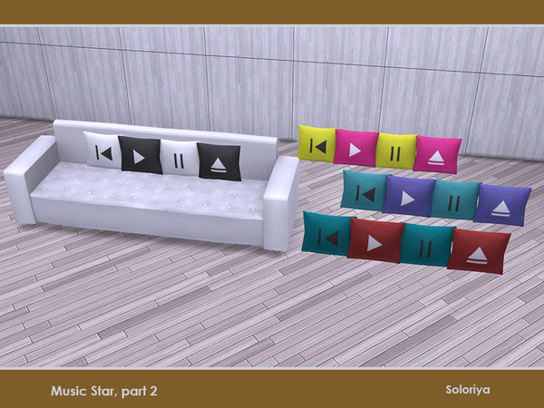 Sims 4 — Music Star, part 2. Pillows by soloriya — Sofa pillows. Part of Music Star Part 2 set, 4 color variations.