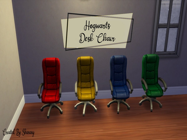 Sims 4 — Hogwarts Desk Chair. by Shanany — 4 desk chair with Hogwarts house colors