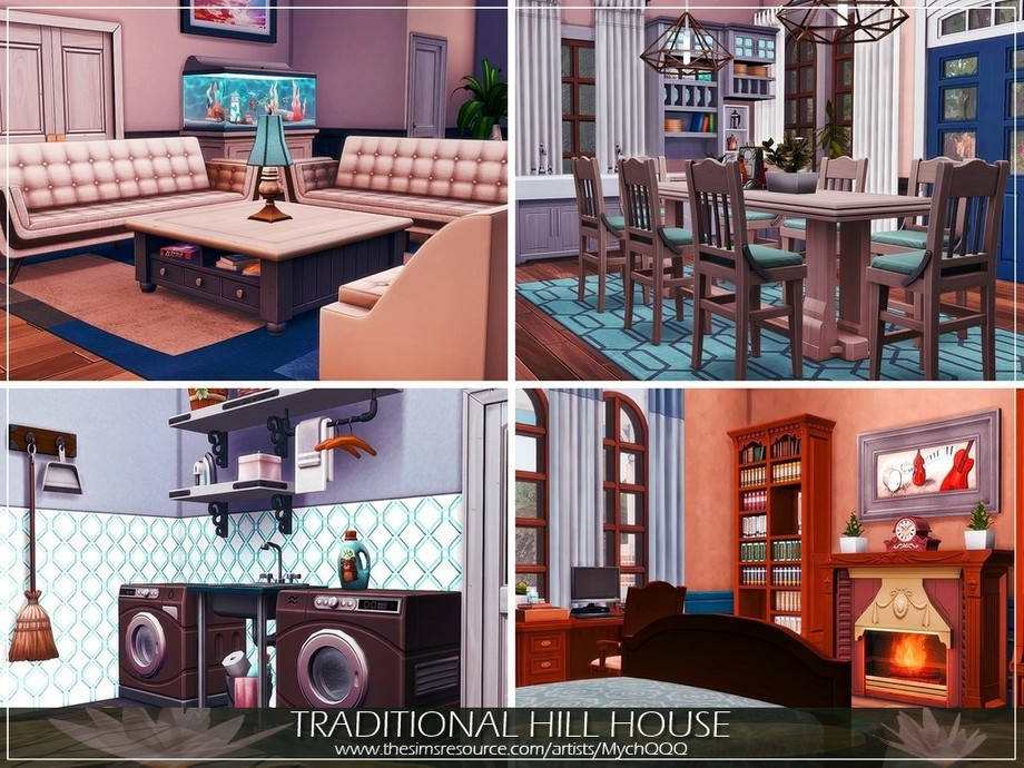 Sims 4 - Traditional Hill House by MychQQQ - Lot: 50x50 Value: $ 189,918 Lo...
