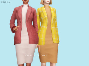 Sims 4 — ChloeM-Dress with Coat by ChloeMMM — **14 colors ** Recolor is allowed but PLEASE DO NOT include the mesh. Link