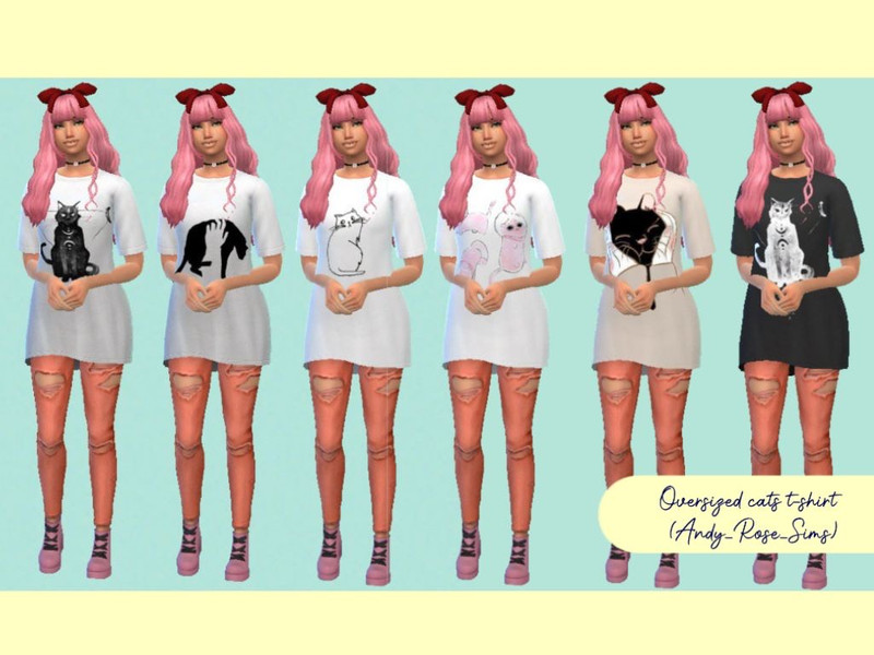 Sims 4 The Sims Resource | Oversized cats T-shirt - Mesh needed by TSR Creator