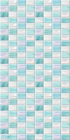 Sims 2 — NK Turquoise Tile Bath - Tile Wall by MoMama — A turquoise and white marbled tile wall to match the floor. For