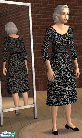 The Sims Resource - Glamorous Granny Black Dress - silver