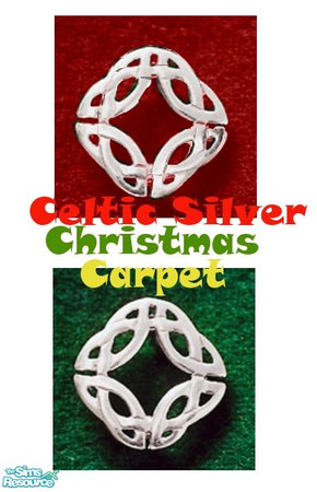 Sims 2 — silver celtic christmas carpet by thenoble1 — a set of red and silver carpet with silver rings