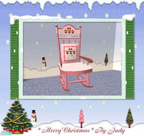 Sims 2 — Christmas Baby Set - Rocking Chair by judyhugsnoopy — Recolor of Cashcraft Rocking Chair, dark pink color with