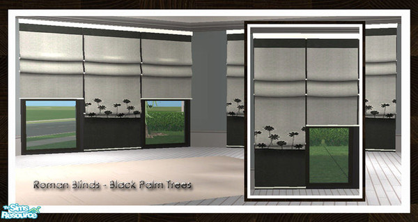 Sims 2 — Roman Blinds - Black Palm Trees by simtomatic — The reliable wearability of man-made fibres.