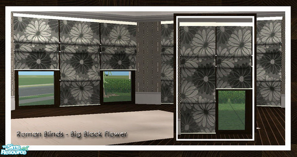Sims 2 — Roman Blinds - Big Black Flower by simtomatic — Bold and colourful retro-modern.