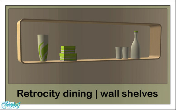 Sims 2 — 'Retrocity' wall shelves by prin6je — Wall shelves in light wood.
