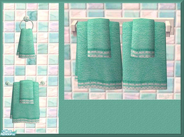 Sims 2 — NK Turquoise Tile Bath - Bath Towels by MoMama — Turquoise bath and hand towels with a turquoise tile trim. 