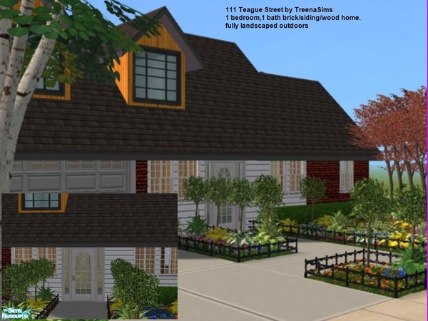 Sims 2 — 111 Teague Street by treenasims — 1 bedroom, 1 bathroom with garage/driveway.Outdoor landscaped.