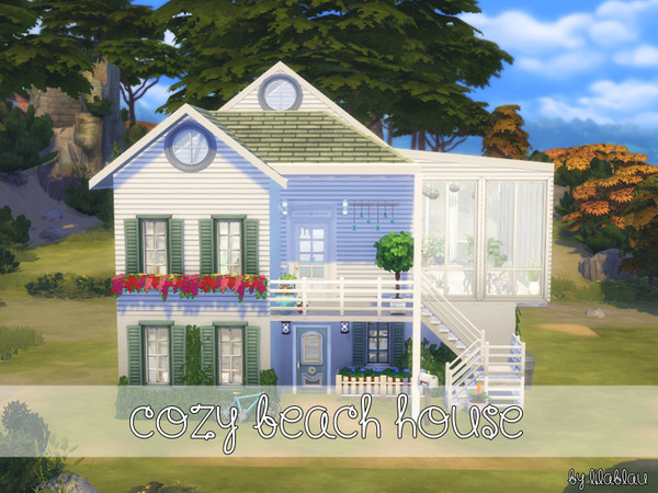 Sims 4 — Cozy Beach House - NoCC by LilaBlau — Cozy Beach House up to 3 Sims Particularities: - Cozy - conservatory - 2