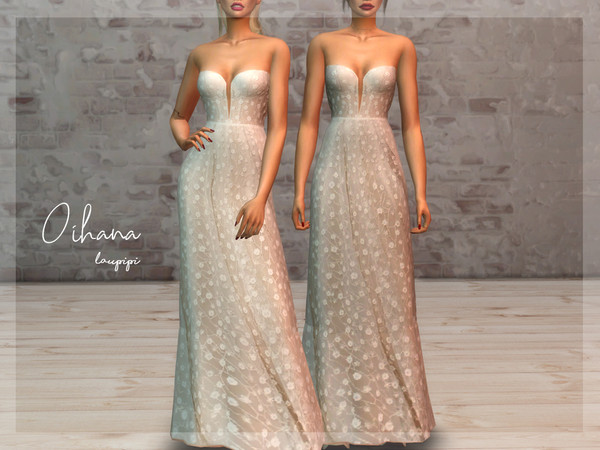 Sims 4 — Oihana by laupipi2 — Hey guys! Here we go with a super pretty wedding dress coming in 4 colours!