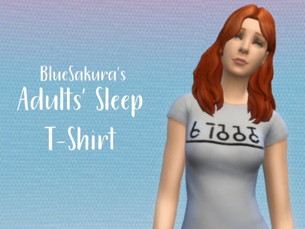 Sims 4 — Adults' Sleep T-Shirt by BlueSakura — Sleepwear T-shirt for teen-elders. The shirt spells 'sleep' in Simlish. It