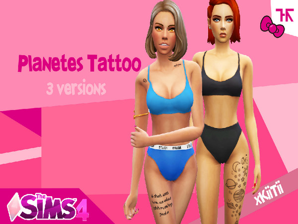 Sims 4 —  by KiiTiis — ~ Adolescents to Seniors ~ Women ~ 3 versions ~ Basic games ~ Located on left leg tattoos ~ Custom