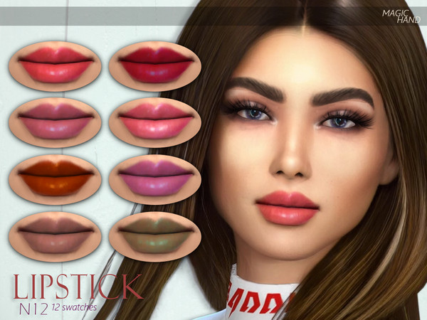 Sims 4 — [MH] Lipstick N12 by MagicHand — --12 available colors-- --Compatible with HQ settings-- --CAS thumbnail--