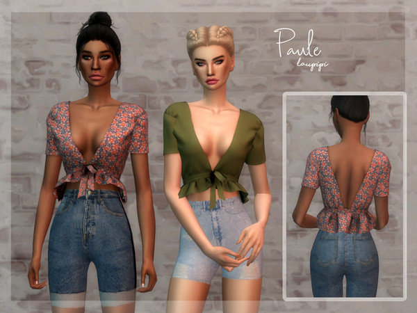 Sims 4 — Paule by laupipi2 — New super cute and sexy top! New mesh, all LODs Base game compatible 20 Swatches Shadow and