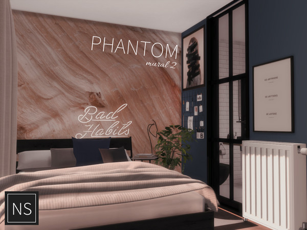 Sims 4 — Networksims - Phantom Wall Murals - II by networksims — A five-piece wall mural of a photo of pale wood
