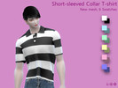Sims 4 — Short-sleeved Collar T-shirt by wwwtyyx562 — It's a plain collar T-shirt with striped patterns. New mesh 6