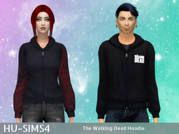 Sims 4 — Walking Dead Hoodie by hu-sims4 — Walking Dead Hoodie - 2 swatches - Standalone item - Tested in-game - Base