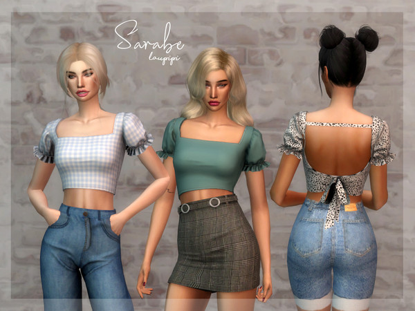 Sims 4 — Sarabe by laupipi2 — New super cute summer top :) New mesh, all LODs Base game compatible 20 Swatches Shadow and