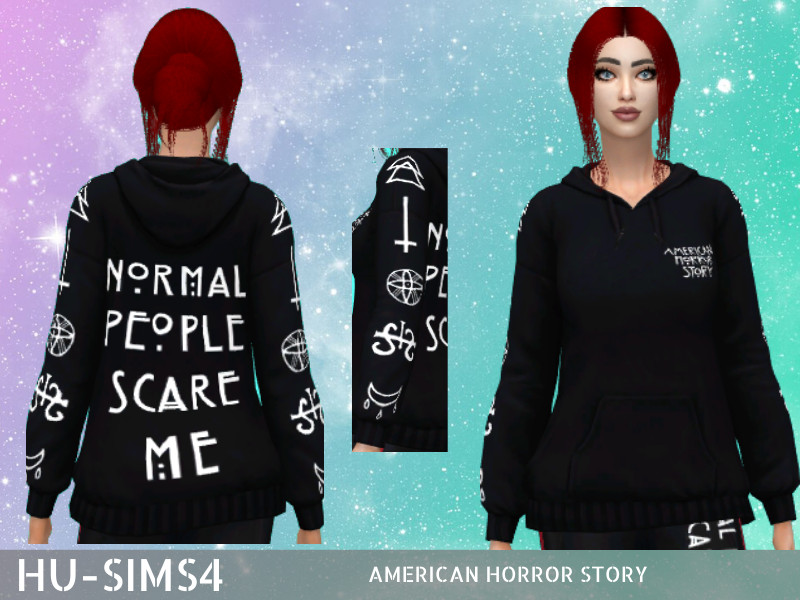 Sims 4 American Horror Story Hoodie Female by hu-sims4