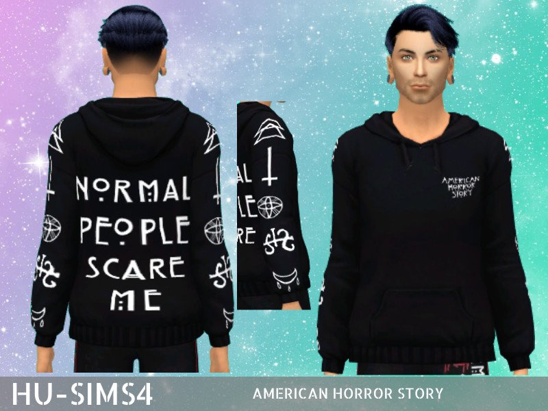Sims 4 American Horror Story Hoodie Male by hu-sims4