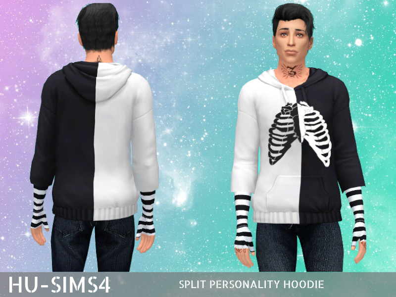 Sims 4 The Sims Resource | Split Personality Hoodie Male by TSR Creator