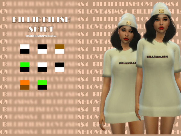 Sims 4 — Billie Eilish T shirt - Mesh needed by maorka — ( Maxis Match ) BILLIEEILISHLOVE4SIMS4 Mesh needed: