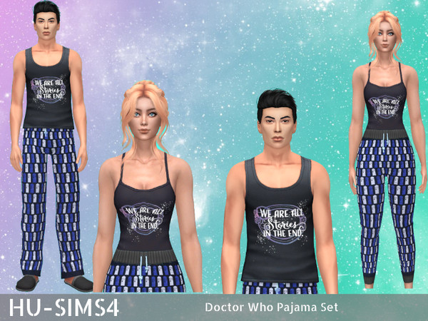 Sims 4 — Doctor Who Pajama Set by hu-sims4 — Doctor Who Pajama Set - 1 swatch - Standalone items - Tested in-game - Base