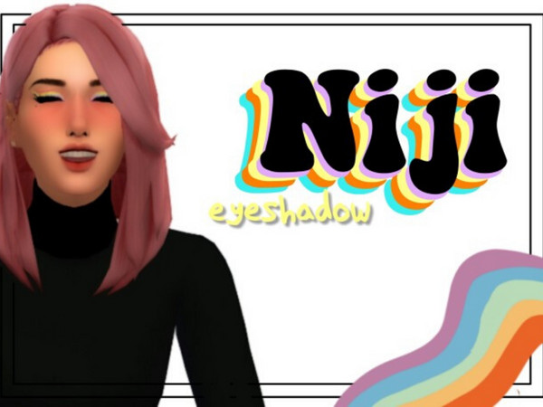 Sims 4 — Niji eyeshadow by mieruu — Just a simple eyeshadow with a rainbow on it ☆ ~ This eyeshadow has 12
