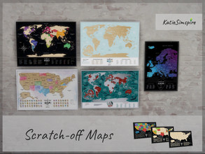 Sims 4 — Scratch-off Maps by Katiesimspire — A set of scratch-off maps. Items in the set: - Scratch-off Map - Europe -