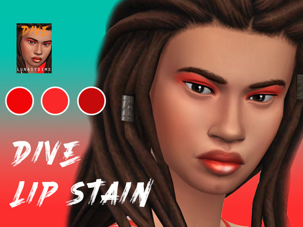 Sims 4 — Dive Lip Stain by lunasysims — A light but bold red-hued lip stain for the summer. BGC.