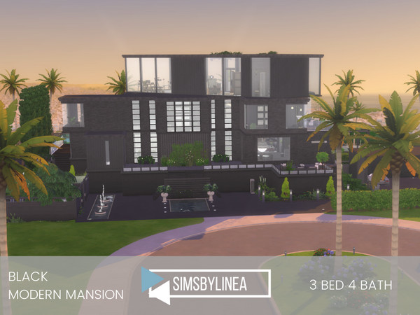 Sims 4 — Black Modern Mansion by SIMSBYLINEA — This mansion of your dreams is the perfect place to finish the film that