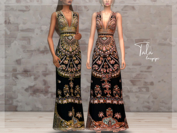 Sims 4 — Tala by laupipi2 — New embellished long dress with 8 different colours! 