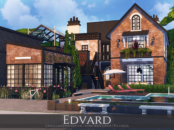 Sims 4 — Edvard by Rirann — Edvard is a comfortable house for a middle sim family. Fully furnished and decorated.