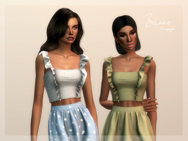 Sims 4 — Zeiane by laupipi2 — New super cute summer top with a ruffle and a cute texture :) New mesh, all LODs Base game
