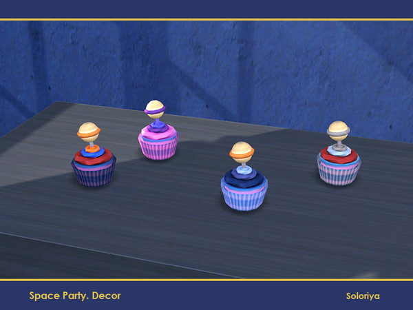Sims 4 — Space Party Decor. Cupcake Planet by soloriya — Cupcake with a planet. Part of Space Party Decor set. 4 color