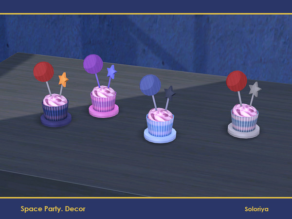 Sims 4 — Space Party Decor.Cupcake  by soloriya — Cupcake with a planet and a star. Part of Space Party Decor set. 4