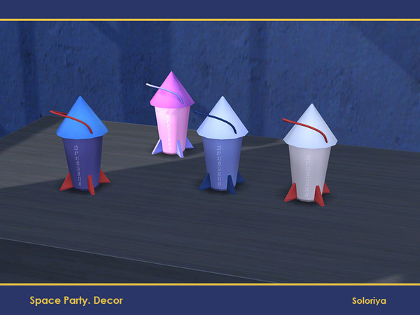 Sims 4 — Space Party Decor. Drink by soloriya — Drink rocket. Part of Space Party Decor set. 4 color variations.