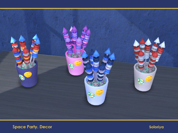 Sims 4 — Space Party Decor. Rockets Snacks by soloriya — Rocket snacks in a bucket. Part of Space Party Decor set. 4