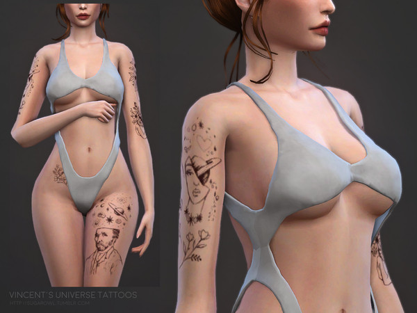 Sims 4 — Vincent's Universe tattoos by sugar_owl — - 13 swatches: all in one swatch and separated tattoos are included. -