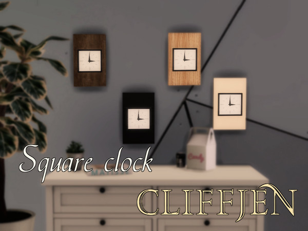 Sims 4 — Square clock by CliffJen by CliffJen — ~ 12 colors ~ 100% new mesh
